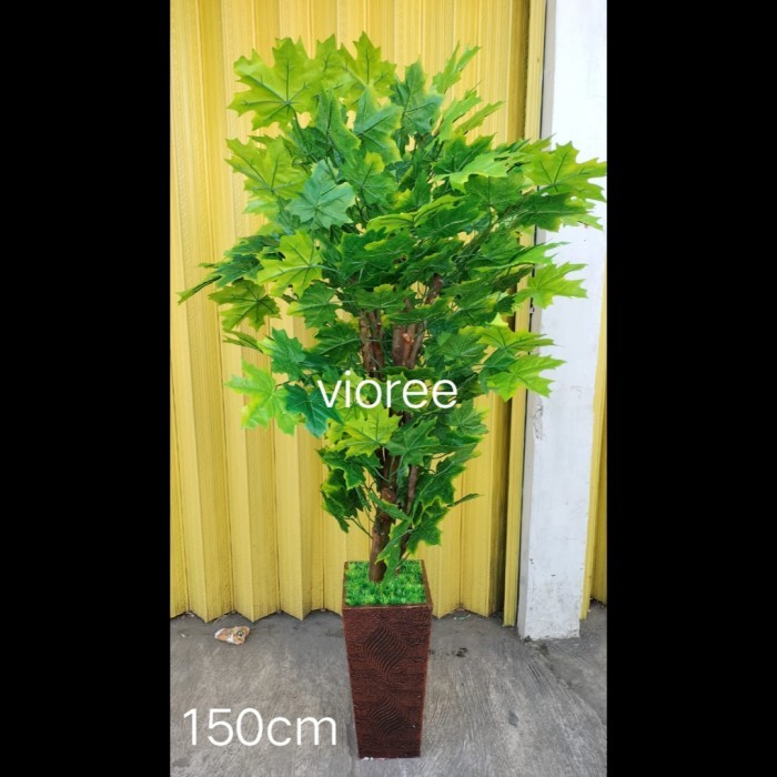 Pohon Plastik Besar Tinggi 150Cm Hias Maple Hijau Dekorasi Rumah