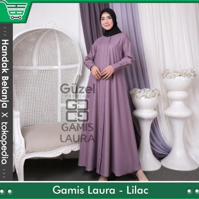 Baju Gamis Laura Guzel Premium Polos Bahan Katun Toyobo Original Guzel Terbaru