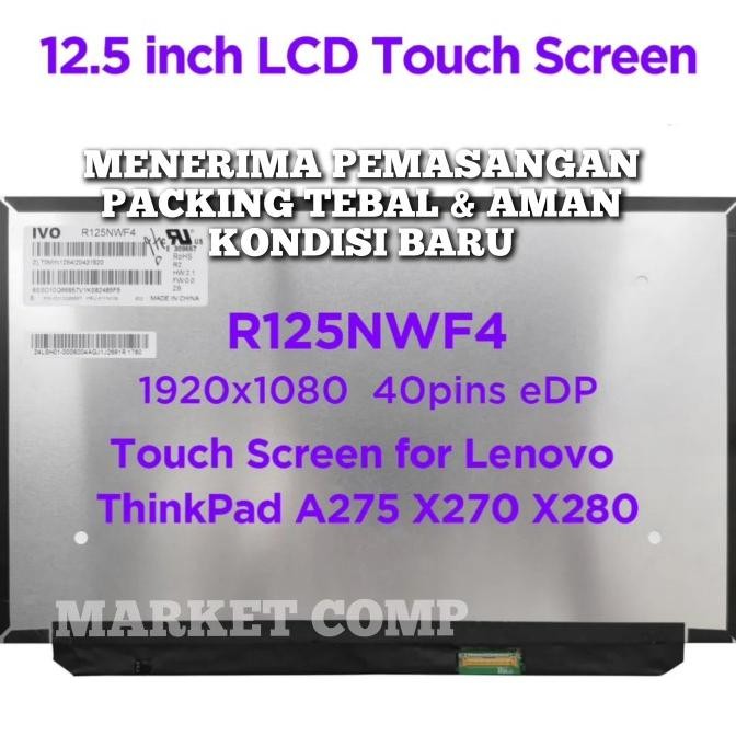 New Layar Sentuh Touch Screen Led Lcd Laptop Lenovo Thinkpad X280 X270 X250 X260  X240 A275 A285 20C