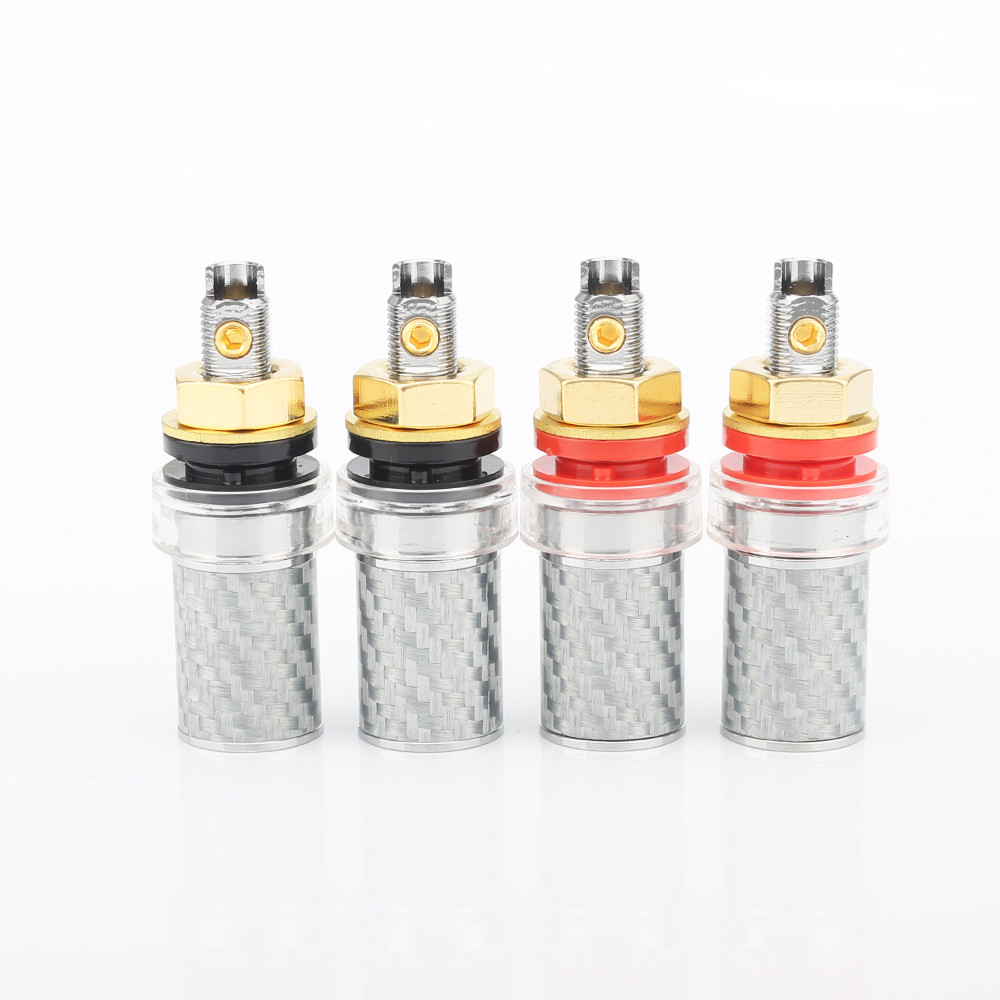 ZOKUES Factory Directly Offer 4pcs Rhodium Plated Carbon fiber Amp Speaker Terminal Binding Post