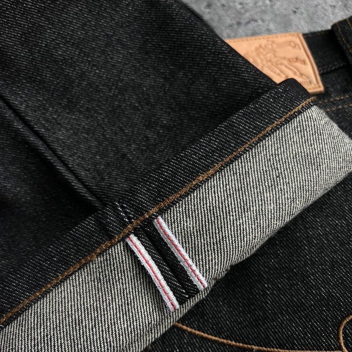 Black Indigo Denim 14.5 Oz Raw Denim Sanforized Slim Straight Jeans Pria