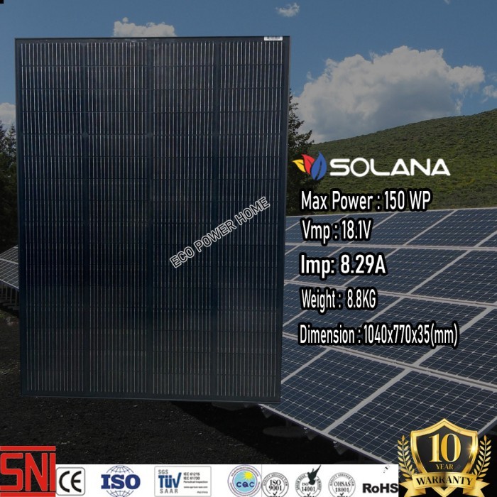 SOLANA SOLAR CELL/PANEL SURYA/SOLAR PANEL MONOCRYSTALLINE 12V 150WP