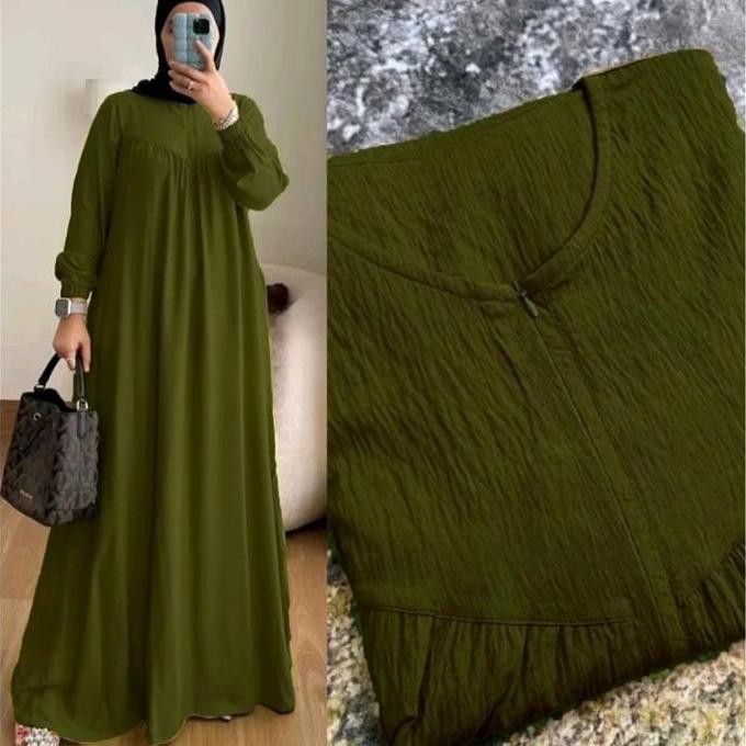 Gamis Crinkle Airflow Polos Jumbo Size//Gamis Crinkle Lebaran 2024//Gamis Crinkle Busui Terbaru