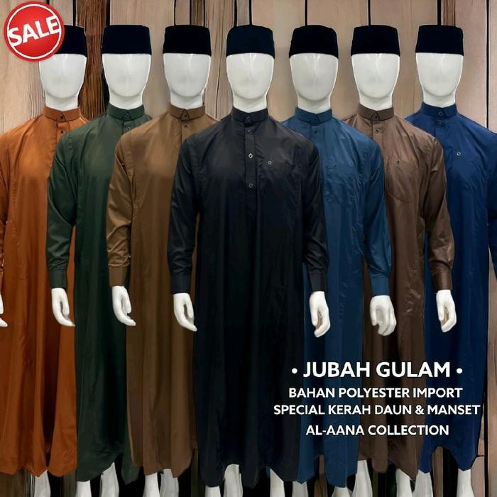 jubah al aana premium manset kerah daun gamis pria dewasa Poliester