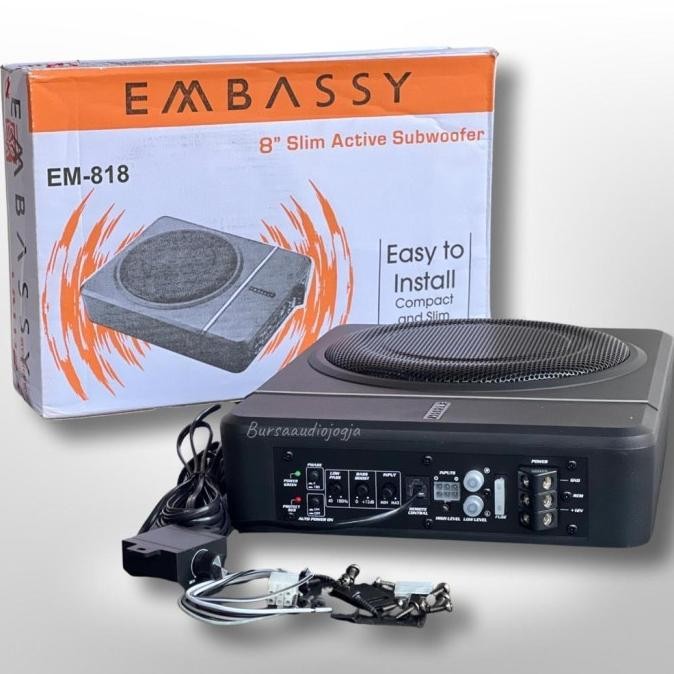 Jual Subwofer Kolong Embassy Em 818 Subwofer Aktif Kolong Underseat Basskolong Slim Mobil Speaker Mo