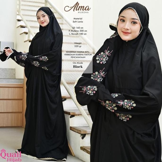 Miliki Quail Hijab - Alma Mukena Terusan | Mukena Bordir Cantik | Mukena Motif Bunga Cantik