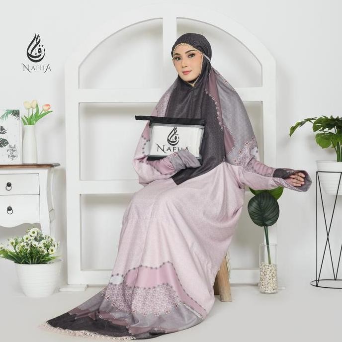 Terjangkau Nafha - Free Tas Mukena Terusan Dewasa Maksmara Sutra Silk Ainun Series Mukena Silky Muke