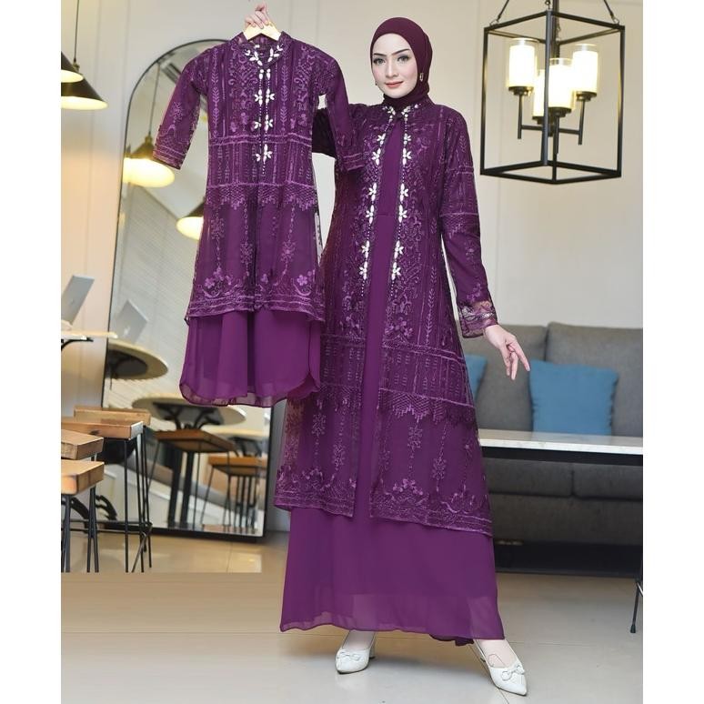 HK Gamis Yasmine Outher Lepas Pasang - Gamis Busui Friendly -  Gamis Couple Ibu Dan Anak -  Gamis mo
