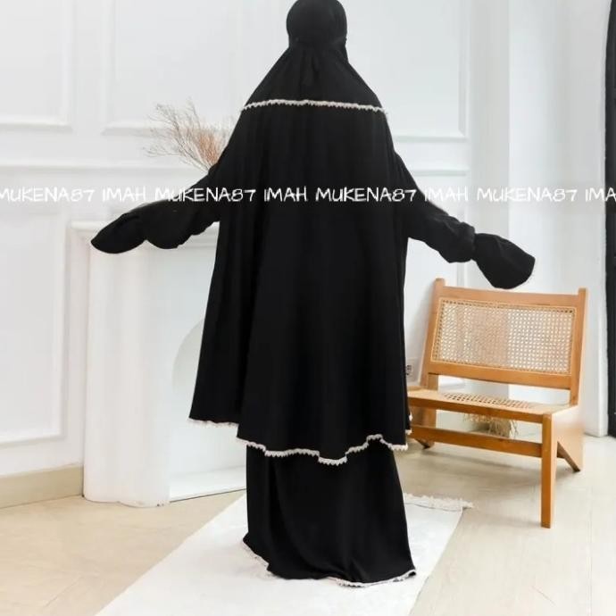 Terjangkau Mukena Umroh Haji Rayon Twill Bersaku Penutup Dagu Stelan Berlengan Adem Jumbo