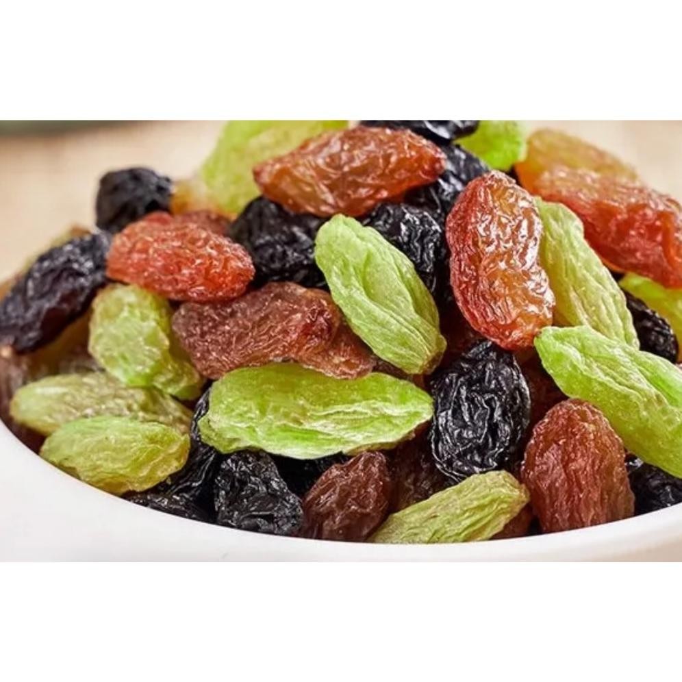 

ORIGINAL Tricolour Raisins Unsweetened 500gr(1/2kg)/ Kismis Emas, hijau dan Hitam / Kismis 3 warna/camilan food Snacks Toples n.-150
