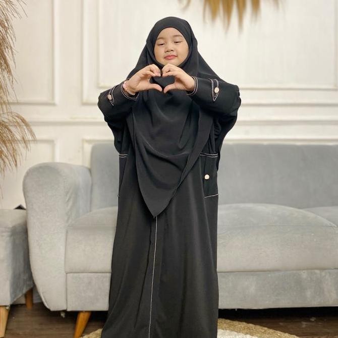 Terbaru, Shefara - One Set Abaya Anak Mahira (Abaya+French Khimar) Bahan Baby Crincle Maserati Coupl