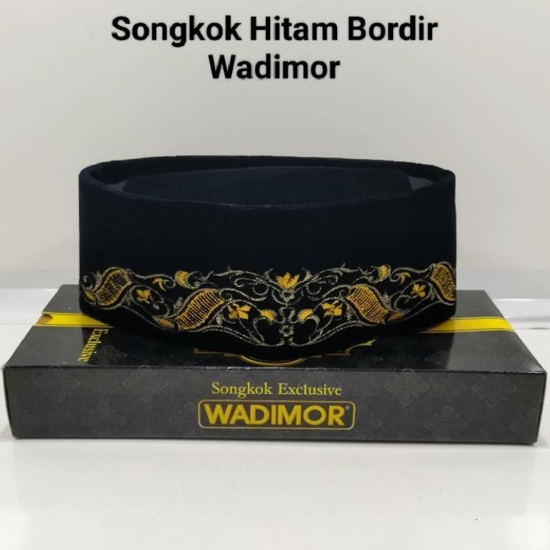 PECI SONGKOK HITAM BORDIR AC WADIMOR ORIGINAL BERKUALITAS