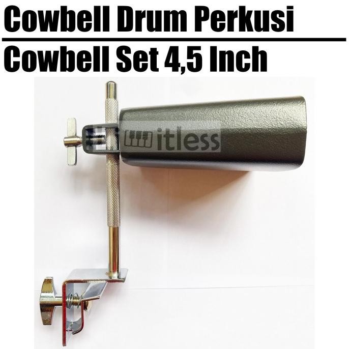 Cowbell Drum Perkusi dan Stand Holder Cowbell Premium