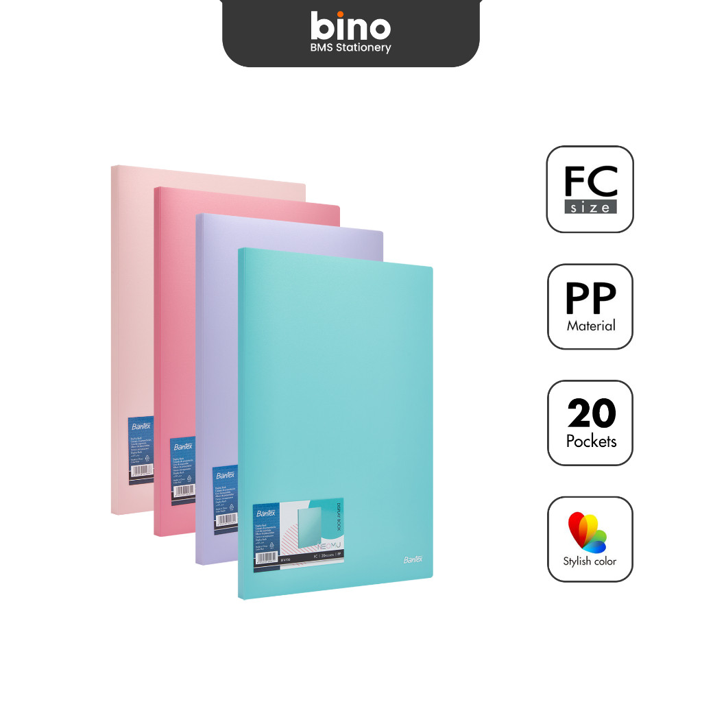 

[BMS Surabaya] Bantex Clear Holder 20 Pocket Folio / Display Book PP Anti-Static Pastel BF4106