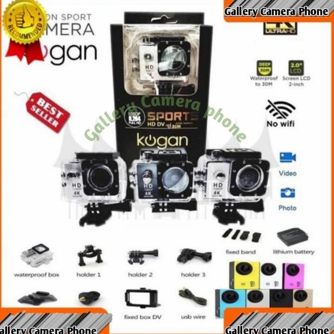 Kogan Sport Cam Full HD DV 1080 - Action Camera Tahan Air 30m, Resolusi 12MP, Layar LCD 2 Inci