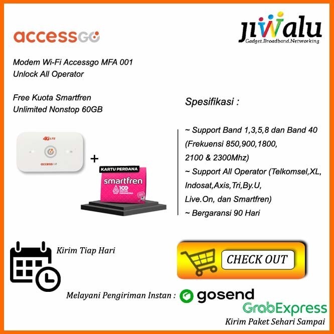 MIFI ACCESSGO MFA001 FREE SMARTFREN 60GB UNLOCK ALL OPERATOR