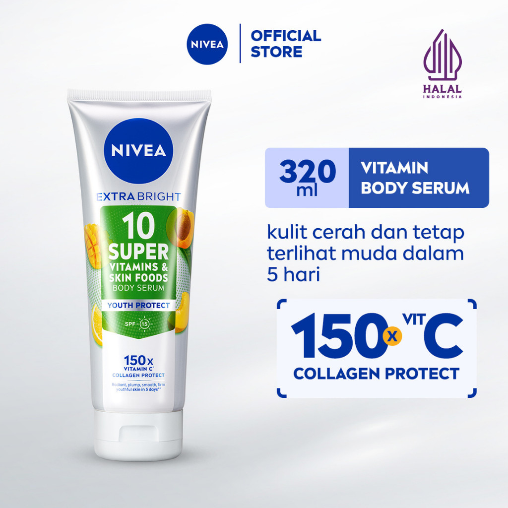 NIVEA Body Serum Extra Bright 10 Super Vitamins Youth Protect SPF15 320ml - Hand body serum lotion m