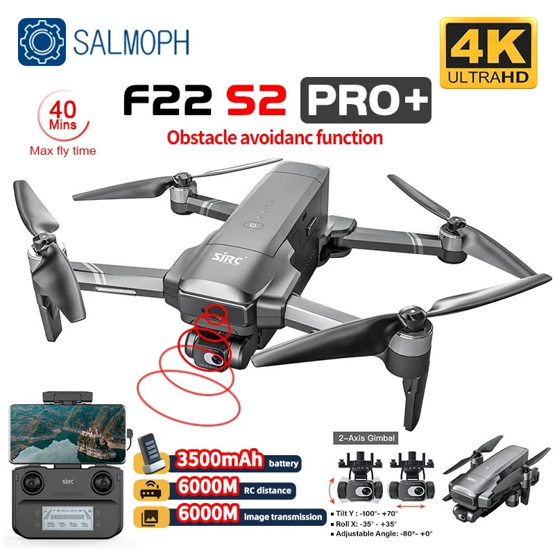 FIDU SJRC F22 S2 PRO+ Professional Drone With 4K EIS Camera 6KM FPV Obstacle Avoidance GPS Quadcopte