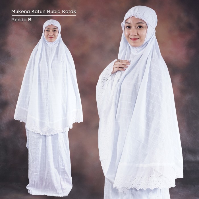 Mukena Dewasa Katun Rubiah Kotak Square / Mukena Katun Jumbo Terbaru