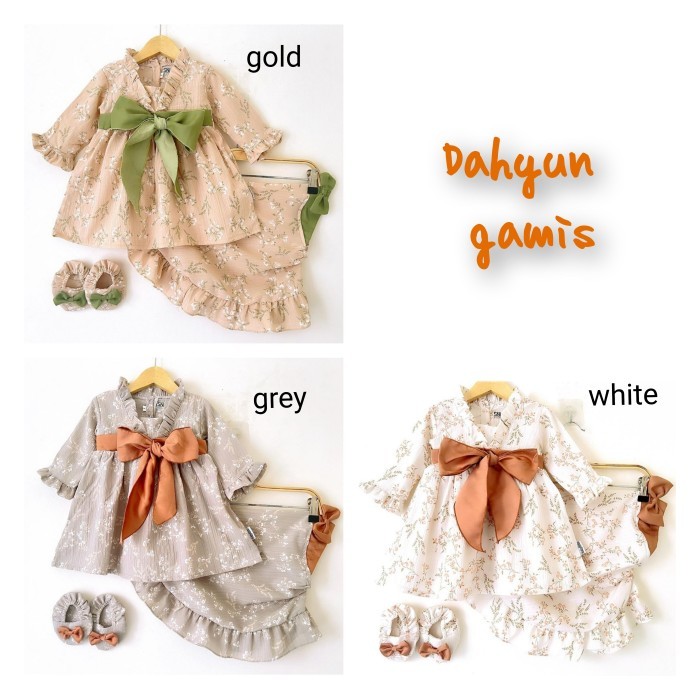 baju muslim gamis dress crinkle hijab dahyun newborn bayi perempuan