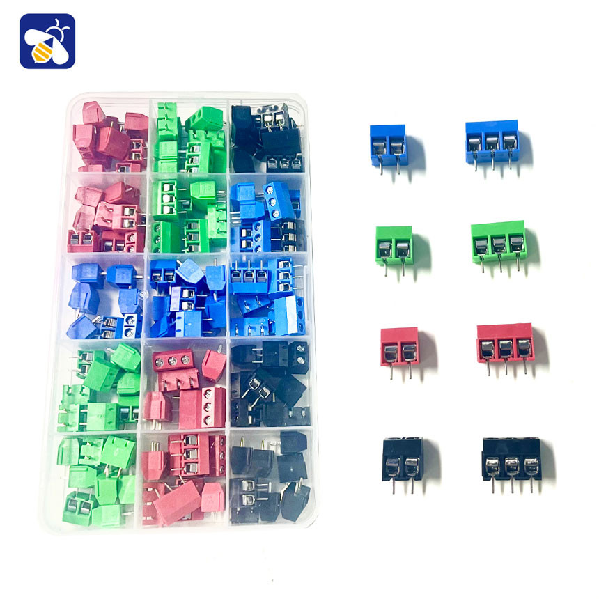 YEMAR 135pcs MG/GF/KF301-2P/3P Positions 5.0MM Screw Type PCB Terminal Block Splicable Blue Green Re