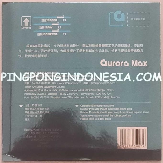 729 - Aurora Max - Karet Bet Pingpong Friendship Ritc Rubber Tenis Mej