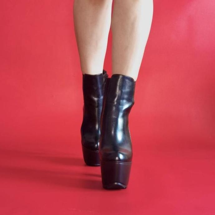 [terlaris] YKshoes 1642 heels 17cm angkle boots hak tinggi 17cm big chunky heels 17cm boots tinggi s