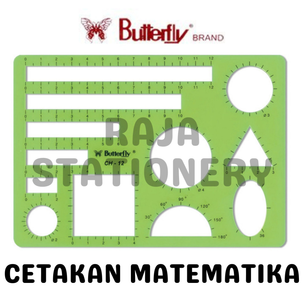 

Butterfly Ruler Mathematical Templates / Penggaris Cetakan Matematika CH-12 RAJA BIG BOX