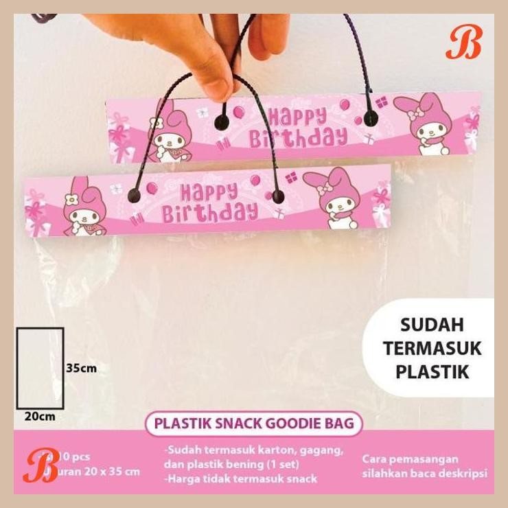

| KK | PLASTIK SNACK MY MELODY GOODIE BAG BINGKISAN ULTAH TAS ULANG TAHUN DEKORASI HIASAN HAPPY BIRTHDAY DEKOR KEMASAN TAS PAPER BAG KUROMI MY MELODY