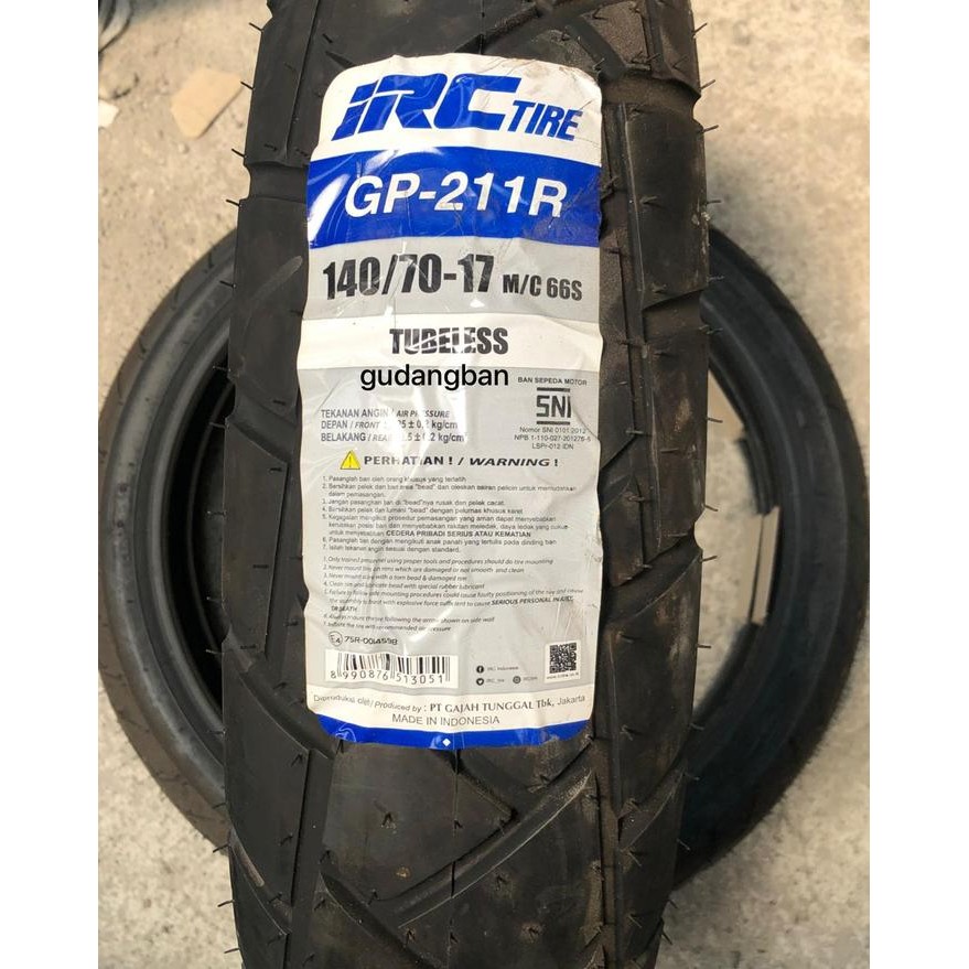 Ready IRC GP211 R 140 70 17 Tubeless Dual Purpose FREE PENTIL Ban luar motor Yamaha XSR Semi Trail