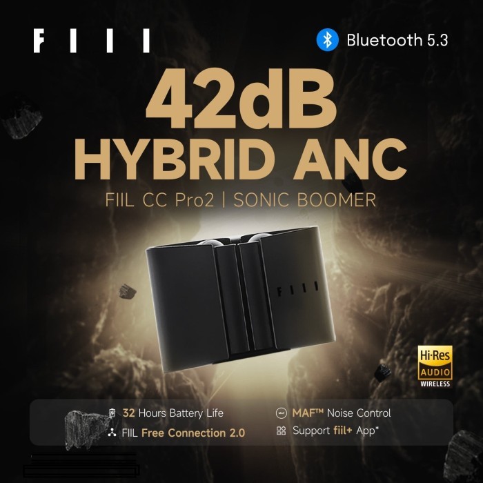 FIIL CC 2 TWS Bluetooth 5.3 LDAC ANC 42db Ambient Multipoint App