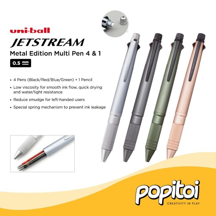 

Uni Ball Jetstream Metal Edition Multi Pen 4 & 1 0.5 Mm Uniball Multip