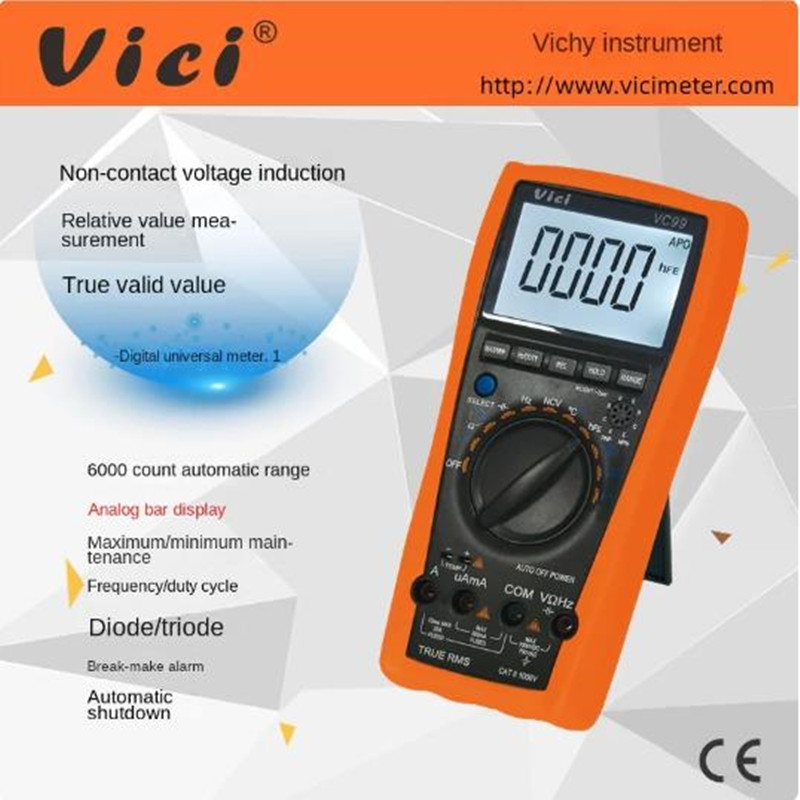 SINARJAYYA Vici VC99 Auto range digital multimeter ture RMS DC/AC 20A 1000V resistance capacitance m