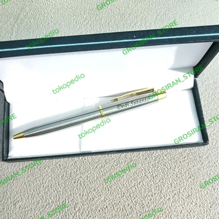 

pulpen Parker custom logo nama grafir kado souvenir silver