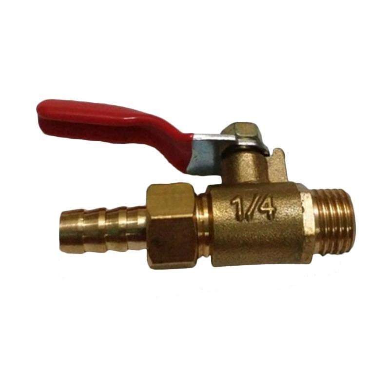 Kran Angin kompresor kuningan 1/4" drat luar x selang male hose stop keran mini ball valve compresso