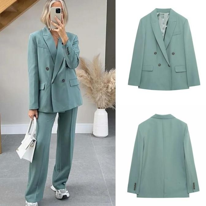 Sale Blue Double Breasted Blazer / Blazer Wanita Formal