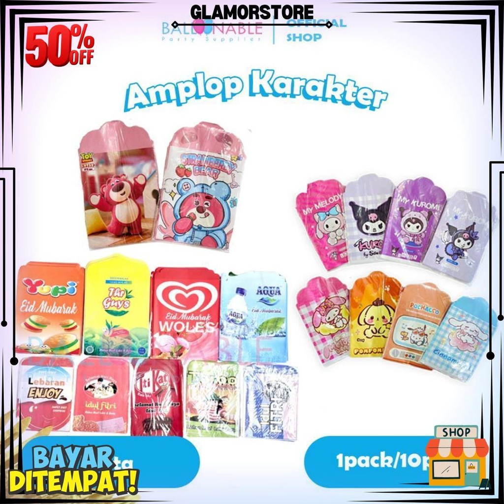 

10Pc Amplop Lebaran Kecil,Medium Dan Besar Motif Karakter Untuk Thr Isi 10Pc D Promo 3.3