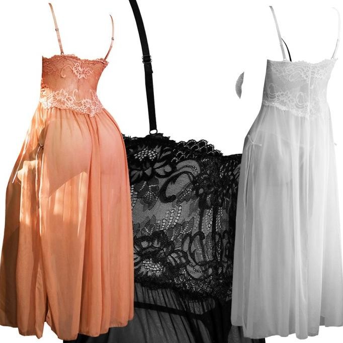 

L1237 Lingerie Baju Tidur Haram Long Maxi Dress Transparan Sexy Seksi Original