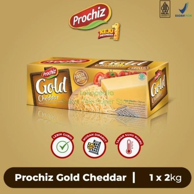 

SIAP KIRIM PROCHIZ GOLD 2KG KEJU CHEDDAR BLOK READY GOSEND ONLY