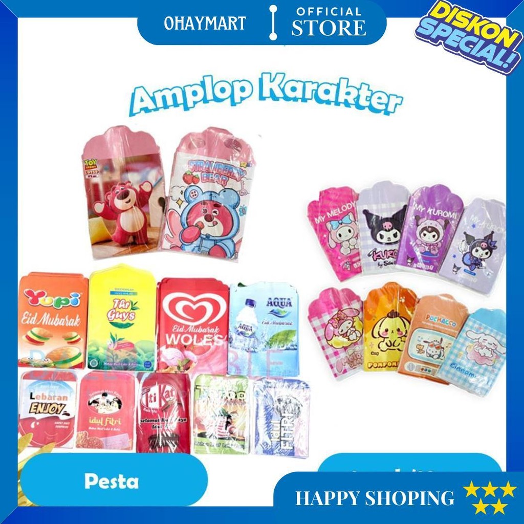 

10Pc Amplop Lebaran Kecil,Medium Dan Besar Motif Karakter Untuk Thr Isi 10Pc D Terlaris