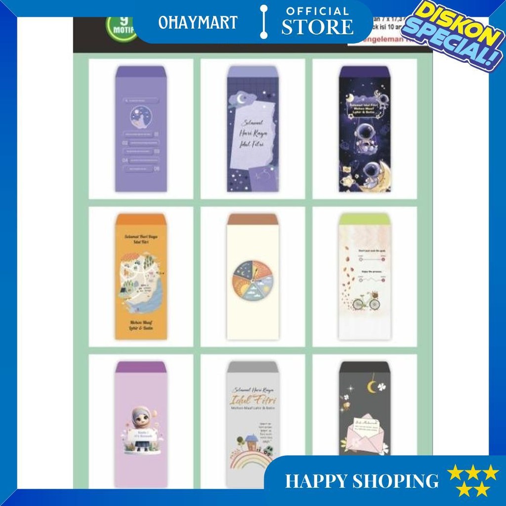 

10Pcs Amplop Lebaran Besar Bisa Pilih Motif (Masuk Uang Tanpa Dilipat) D Promo Puncak