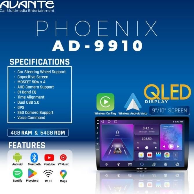 Murah Head Unit Android Avante Ad 9910 Phoenix 4/64 Gb 9-10 Inch By Pioneer