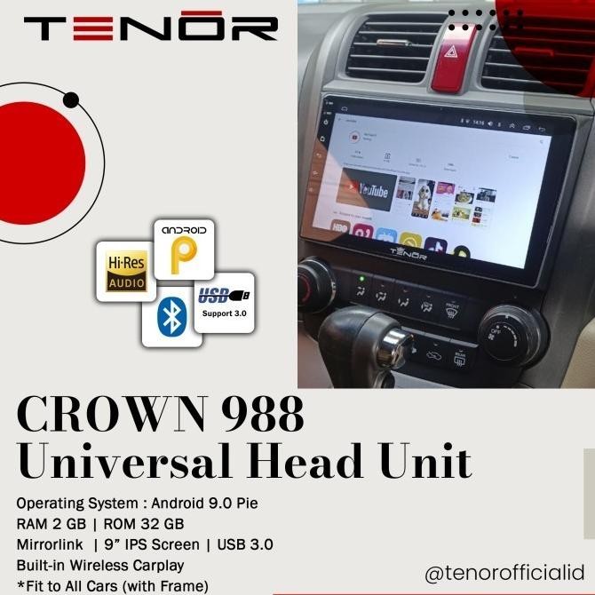 Murah Head Unit Android Universal Tenor Crown 988 Ram 4Gb