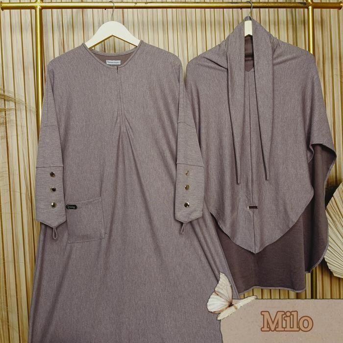 (Crs) Set Abaya Khimar Almakhira Gamis Muslim Tangan Wanita