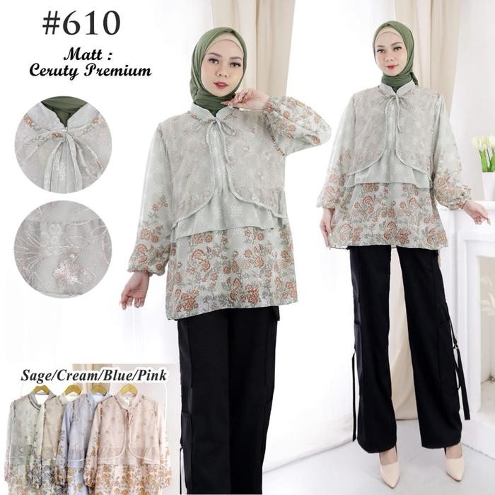 610 - Atasan Rompi Tile Bunga / Blouse Tile Bunga / Blouse Kekinian / Atasan / Atasan Bestseller /