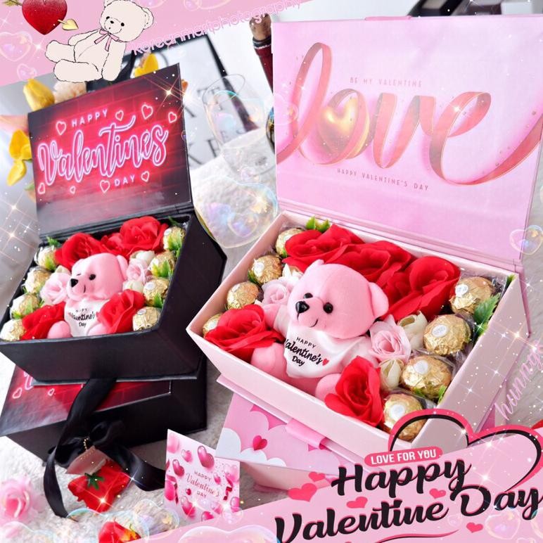 

VIRAL Hampers Coklat SPECIAL VALENTINE GIFT FERRERO ROCHER Chocolate & Flower BLOOM BOX | Valentine Chocolate Hampers Love Gift Set | Kado Coklat Valentine Ferero Rocher Hampers Premium GIFT BOX Set Buket Cokelat Bunga Boneka PROMO Valentine Day Hadiah