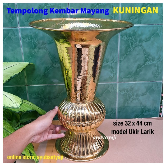 My Vas Bunga Besar Kuningan Tempolong Kembar Mayang Bejana Brass Jumbo Dekorasi Pengantin Wadah