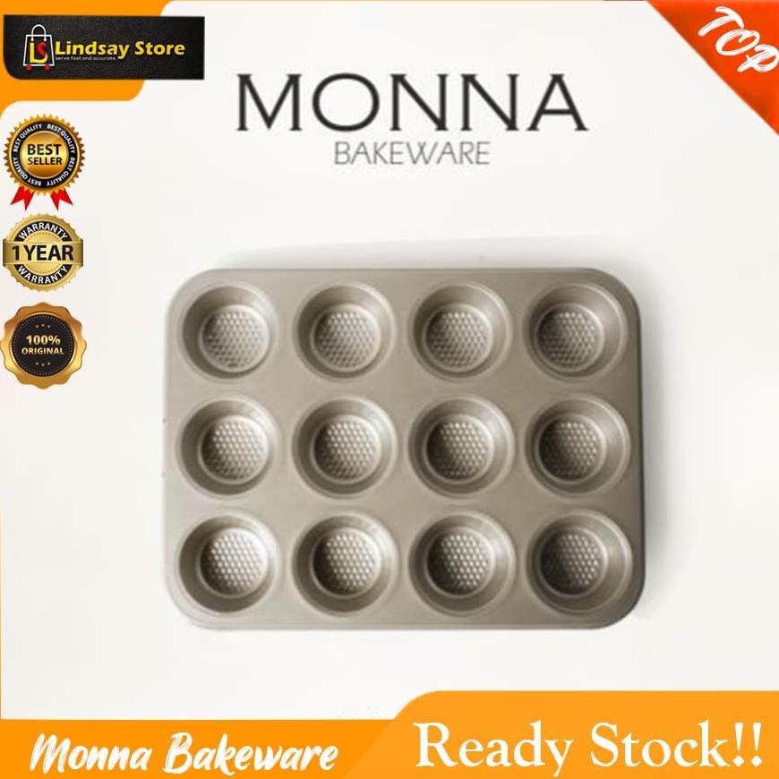 MUFFIN PAN MONNA BAKEWARE SIGNORA 12 CUP CAKE CARBON STEEL Cetakan Kue Loyang Sultan Loyang Bolu Kot