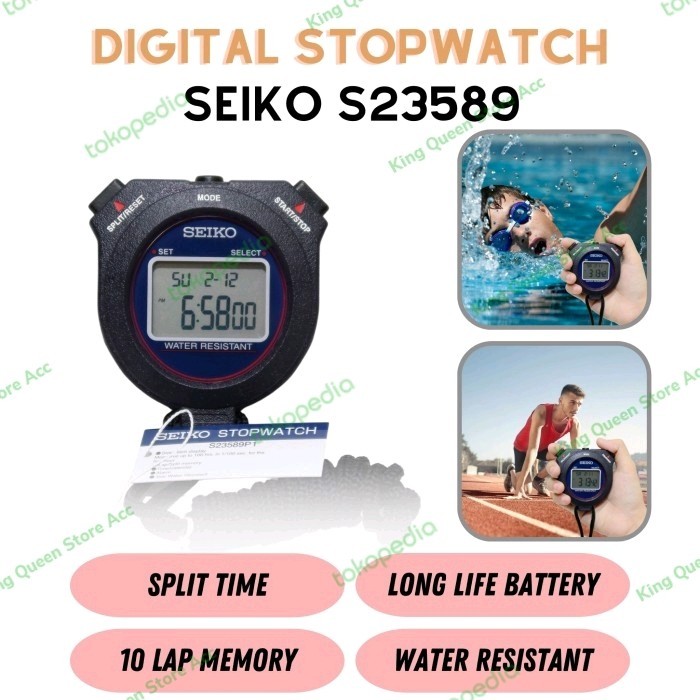 TERBARU Stopwatch Seiko S23589 Pengukur Waktu Seiko S23589P1 - Original