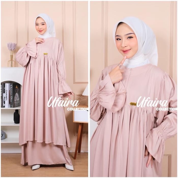 Ufaira ~ Haliza Set Malay Setelan Rok Dan Tunik + Bross